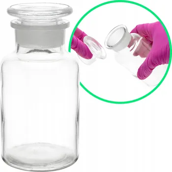 Skleněná láhev na reagencie se skleněnou zátkou 250 ml široké hrdlo standardní