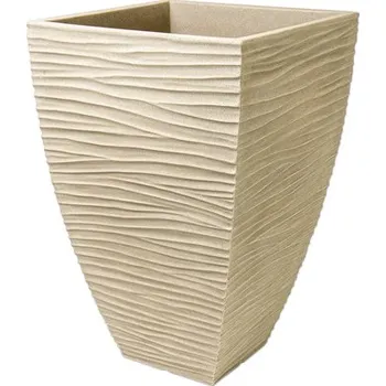 Květináč Květináč plastový Sylt 40 x 40 x 60 cm hranatý krémový