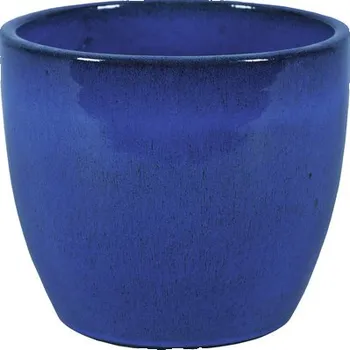 Květináč Květináč keramický Lafiora Oslo Ø 30 cm glazovaný modrý