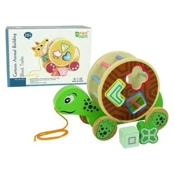 Dřevěná hračka Klocki drewniane sorter Żółw do ciągnięcia