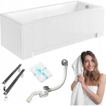 Vana Obdélníková akrylátová vana Besco Modern, boční odtok, 150 x 70 cm