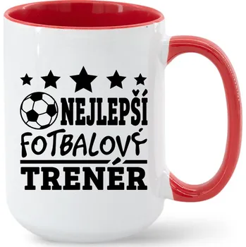 Keramický hrnek nejlepší fotbalový trenér, Barva Červená, Velikost 450 ml, Canvas Keramický hrnek MAX - barevný vnitřek a ucho Bezvatriko.cz 0671