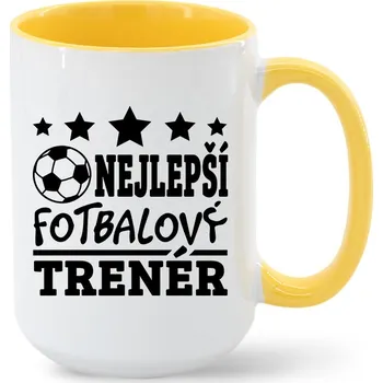 Keramický hrnek nejlepší fotbalový trenér, Barva Žlutá, Velikost 450 ml, Canvas Keramický hrnek MAX - barevný vnitřek a ucho Bezvatriko.cz 0671