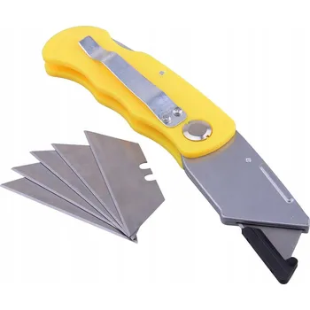 Pracovní nůž NŮŽ SKLÁDACÍ S VYMĚNITELNOU TRAPÉZOVOU ČEPELÍ + náhradní čepele