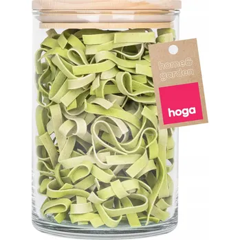 Dóza na potraviny SKLENĚNÁ NÁDOBA NA POTRAVINY PRO SÝPKÉ POTRAVINY S DŘEVĚNÝM VÍKEM 880ml