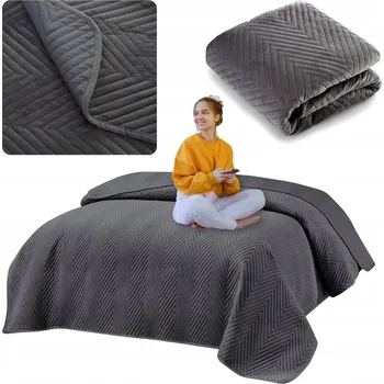Přehoz na lůžko Přehoz na postel Łóżkoholicy velur 220 cm x 240 cm šedý