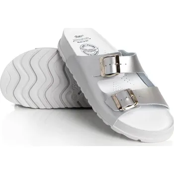 Dámské pantofle Batz Dámské kožené pantofle ZAMIRA - Stříbrná Velikost: 41