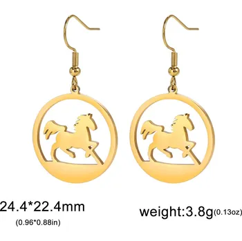 Náušnice Náušnice s koněm a zirkonem | stylové šperky 2 ks - Zlato