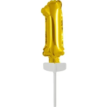 Balónek Fóliový balónek zlatý mini - zápich do dortu číslo 1 - Amscan