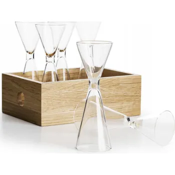 Sklenice Sklenice na vodku dřevěný tác, 6 ks Sagaform
