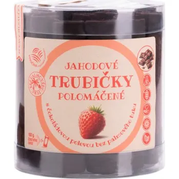 Jahodové trubičky s čokoládovou polevou dóza 220g BIO