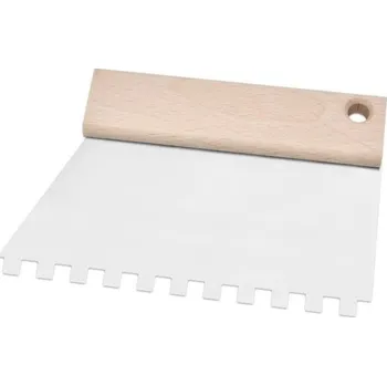 Malířská špachtle Špachtle trapézová ZUBATÁ s dřevěnou rukojetí 185 mm, zub 10x10 mm