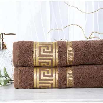 Ručník Sada 2 kusů bambusových ručníků ROMA tmavě hnědá 50 x 100 cm