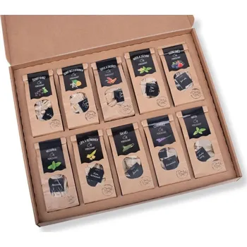 Dárkový potravinový koš Dobroty z hor Dárkový set ovocných a bylinkových čajů