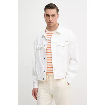 Dámská casual bunda Džínová bunda Calvin Klein Jeans bílá barva, přechodná, J30J327586 00J, vel. L