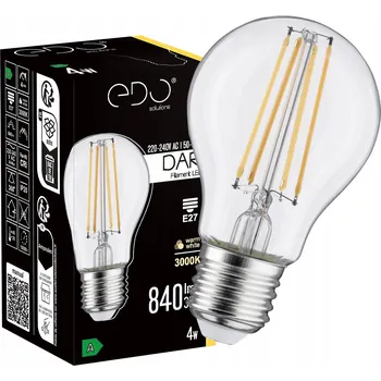 Žárovka EDO LED Žárovka Dekorativní E27 4W 3000K TEPLÁ CLEAR Filament 840lm A60