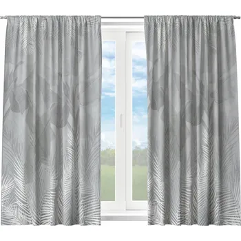 Závěs HOTOVÉ KRÁTKÉ ZÁCLONY NA ŽABKY S ŘASÍCÍ PÁSKOU 140X160 ZÁVĚS DO KUCHYNĚ ŠEDÁ 176