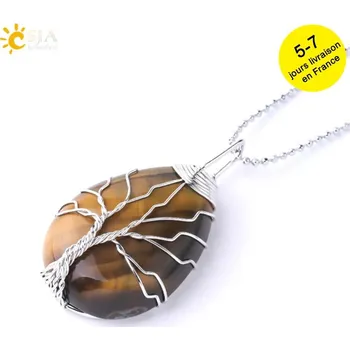 Náhrdelník Minerální talisman se stromem života | náhrdelník, minerální šperk - Řetízek tygřího oka B