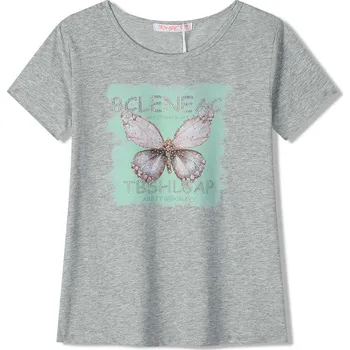 Dívčí tričko - KUGO BC2406A, šedý melír Barva: Šedá, Velikost: 146