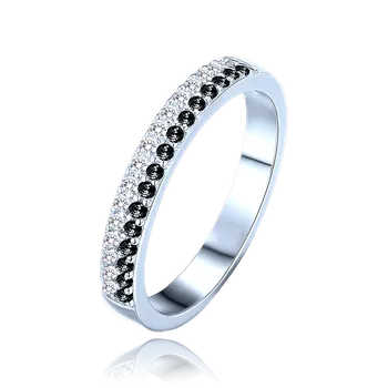 Prsten MINET Luxusní stříbrný prsten s bílými a černými zirkony vel. 57 JMAS0291NR57