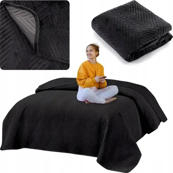 Přehoz na lůžko Přehoz na postel Łóżkoholicy velur 200 cm x 220 cm černý