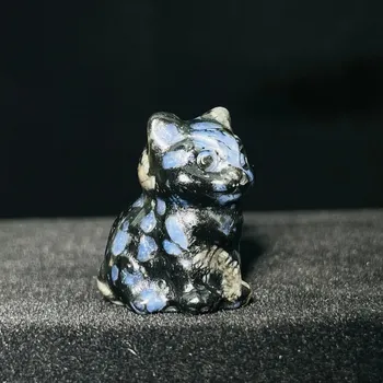 Sedící kočka z přírodního krystalu | kočičí soška, domácí dekorace - Que Sera