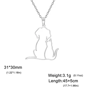 Náhrdelník Náhrdelník s přívěskem koček a psů | Dámský šperk - 1 kočka 1 pes-S