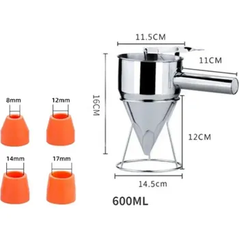Nerezový dávkovač těsta 600/1200 ml | dávkovač těsta, kuchyňský trychtýř - 600 ml