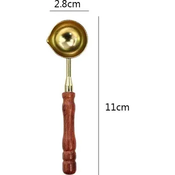 Sběratelství Vintage pečetní lžička s dřevěnou rukojetí | pečetní vosk, kovová lžička - 10