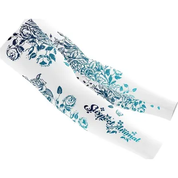 Cyklistické návleky Dámské cyklistické návleky na ruce FLOWERS bílá/modrá - Modrá / S - M