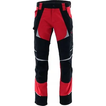 Pracovní obuv Pánské pracovní kalhoty do pasu elastické červeno-černé Cottonflex 52L