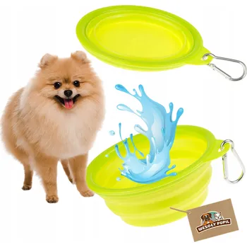 Miska pro psa Skládací (cestovní) silikonová miska Wesoły Pupil zelená 0,35 l