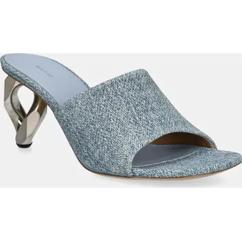 Dámské pantofle Pantofle JW Anderson Chain Heel Open Mule dámské, modrá barva, na podpatku, SN0104 LA0238 800 SN0104.LA0238.800 50X, EUR 40