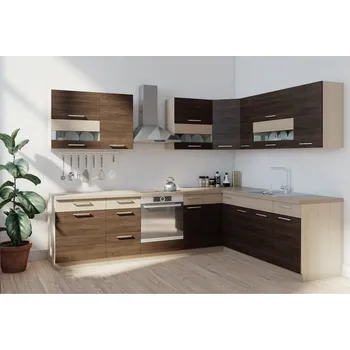 Kuchyňská linka Rohová kuchyně RUTHIN 285x210, rijeka tmavá + vyzvednutí ZDARMA