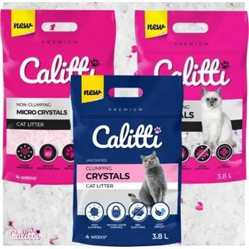 Podestýlka pro kočku CALITTI Hrudkující / Krystalický / Mikro krystaly silikonové stelivo MIX pro kočky 3,8l