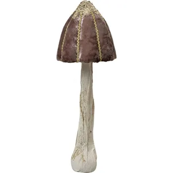 Bytová dekorace Houba s hnědým kloboukem a zlatými detaily Mushroom - Ø 15*40 cm