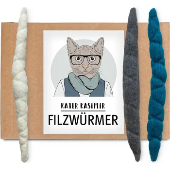 Hračka pro kočku 3ks Kater Kasimir plstěný červík