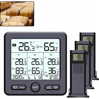 Meteostanice BEZDRÁTOVÁ LCD METEOROLOGICKÁ STANICE S HYGROMETREM a 3 SENZORY - ČERNÁ