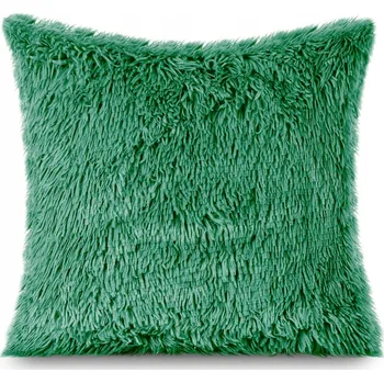 Povlak na dekorativní polštářek POVLAK NA POLŠTÁŘ CHLUPATÝ 40x40 LAHVOVÝ ZELEŇ MĚKKÝ NADÝCHANÝ