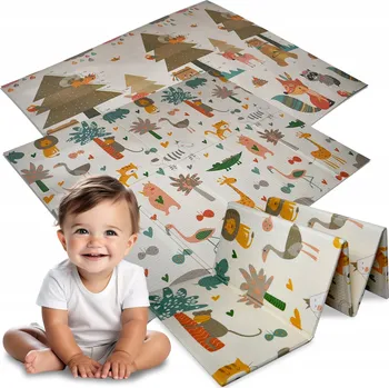 Hrací deka Vzdělávací podložka pěnová interaktivní 200x180 cm oboustranná pestrobarevná