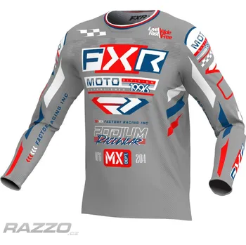 Moto dres Pánský MX dres FXR Podium Gladiator MX Jersey Grey White Red 2025 XL