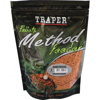 Návnadová surovina Pellet Traper METHOD FEEDER 2mm 0,5kg POMERANČ + ČOKOLÁDA