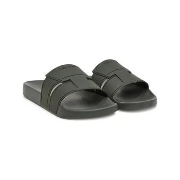 Oblečení a móda Nazouváky Calvin Klein Pool Slide Double T HM0HM01752 Khaki 41