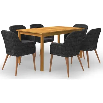 7dílný zahradní jídelní set černý Černý 3067826