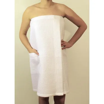 Dámský kilt do sauny bílý s vaflovým vzorem - 100% bavlna
