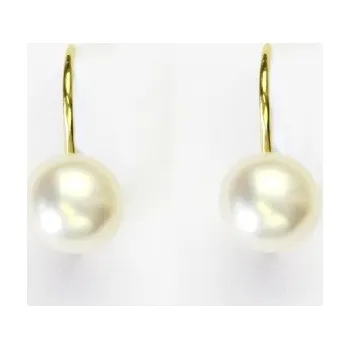 Náušnice Zlaté náušnice přírodní perla bílá - NK1183v - žluté zlato (Náušnice s perlou ve žlutém zlatě)