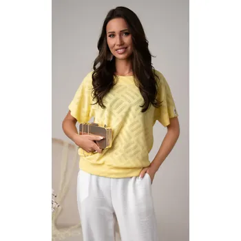 Dámská halenka Hajdan halenka 1226 - žlutá, XXL (Dámská halenka Hajdan 1226 s krátkým rukávem)