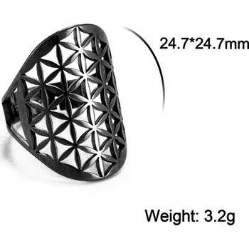 Prsten Nastavitelný prsten květ života | dámský šperk - C - Černá