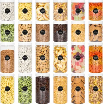 Dóza na potraviny 24x ZAVAŘOVACÍ SKLENICE NÁDOBA NA POTRAVINY NA SÝPKÉ POTRAVINY 1L 1,5L + SAMOLEPICÍ ŠTÍTKY