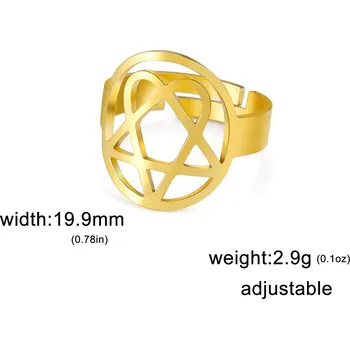 Prsten Vintage prsten srdce pentagram | Nastavitelný prsten - Zlato